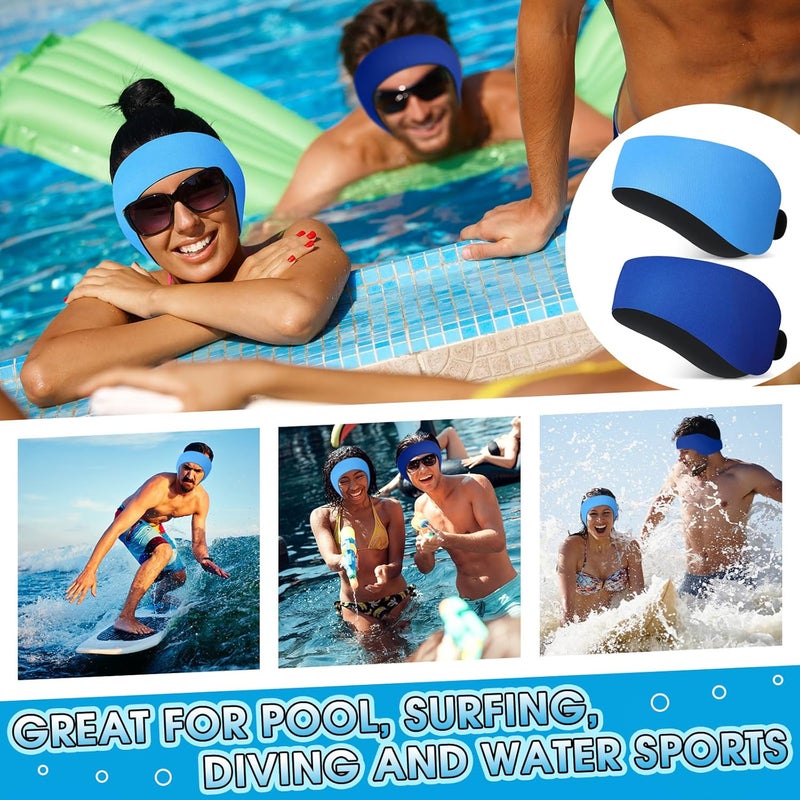 Lunmon 2 Pairs Swimming Headbands Adjustable Water Headbands for Adults Waterproof Safety Earplugs Swimming Earband Protectors for Pool, Surfing, Diving and Water Sports - Image 5